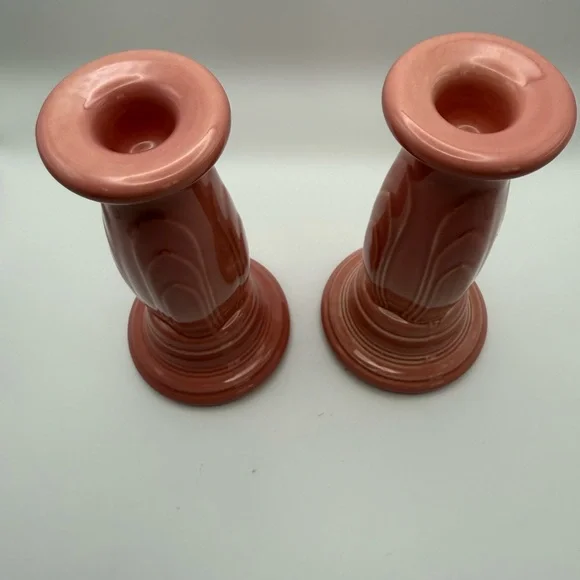 Fiestaware Rose Ceramic Candle Holders - Picture 3 of 6
